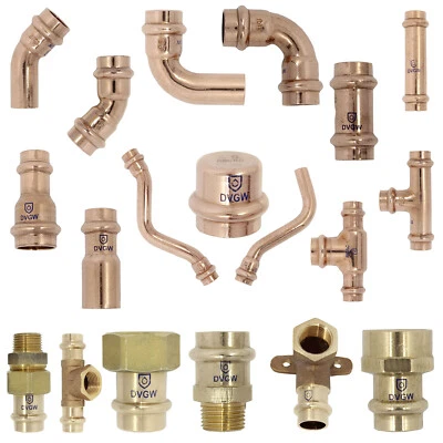 FRABO Pressfitting Kupfer und Rotguss Heizung und Trinkwasser DVGW Fittinge V-Kontur