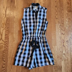 Kate Spade Broome Street Gingham Plaid Button Front Romper XS - Picture 1 of 4