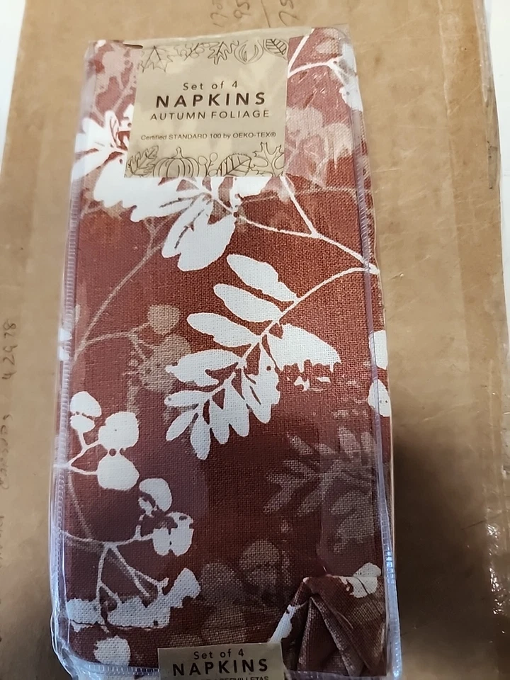 Napkins Textured Autumn Foliage 18”x 18” Cotton  Napkins - New Oeko-Tex - Image 1 of 4