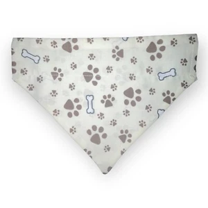 Dog Bandana Handmade Pet Scarf Paw Bone Print Dog Neckwear Over The Collar - Picture 1 of 2