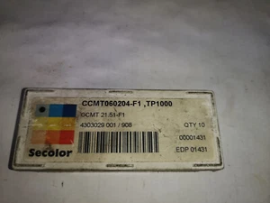 SECO CCMT060204-F1 TP1000 HARTMETALLEINSÄTZE STCK 3 1134C - Bild 1 von 2