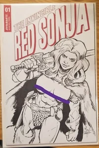 The Invincible Red Sonja #1 - Topless Sketch Cover - Jeremy Moy Original B/W - Picture 1 of 4
