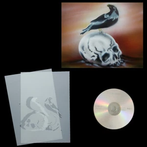 Schablonen Airbrush Step by Step Rabe mit Schädel # 0229 & AnleitungsCD - Bild 1 von 4