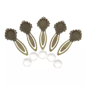 5 Sets Antique Bronze Portrait Bookmark Setting Blanks Round & 20mm Glass Cover - Imagen 1 de 8