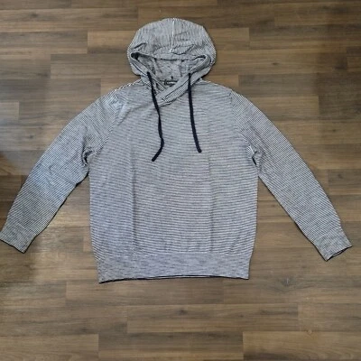 Suéter Express Pullover Tejido a Rayas Sudadera con Capucha Para Hombre Blanco Azul Marino Algodón Grande  Foto 1 de 4