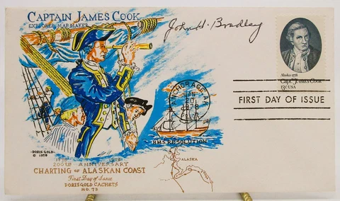 Jan 20, 1978 Capt James Cook 1st Day Issue Cover Autographed by John H Bradley Cover