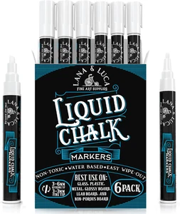 Liquid Chalk Marker Pen - White Dry Erase Marker - Chalkboard Signs, Windows, Bl - Picture 1 of 12
