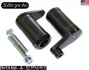 04-05 ZX10R Black Delrin NO CUT Frame Sliders Savers Crash Protectors 2004 2005 - Picture 1 of 1