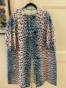 Vintage 2014 Raf Christian Dior Damen Mantel Leopardenmuster Blau 36, Neuwertig - Bild 1 von 15