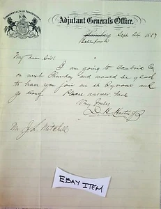 1887 Bellefonte Pennsylvania ADJUTANT GENERAL'S OFFICE signed by D.H. Hastings - Picture 1 of 2