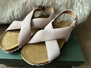 Barbour Rochelle Suede Cross Strap Sandals Shoes Pink UK 7 EU 40 RRP £70 - Picture 1 of 5