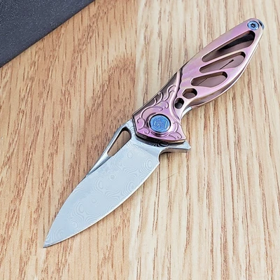 Rike Knife Hummingbird Folding Knife 1.63" Damasteel DS93X Blade Titanium Handle - Image 1 of 4