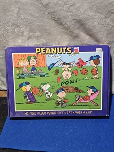 Vtg 1998 Peanuts Gang Baseball Floor Puzzle by Ceaco #1242-2 48 Pieces 36"x24" - Picture 1 of 5