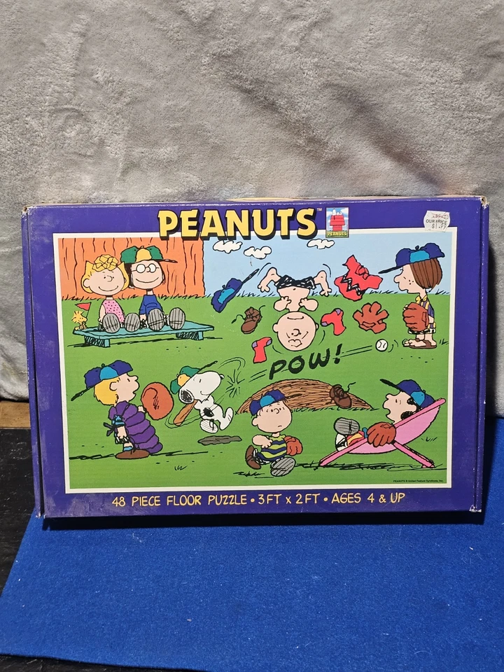 Rompecabezas de piso de béisbol Peanuts Gang 1998 de colección de Ceaco #1242-2 48 piezas 36"x24" Foto 1 de 4