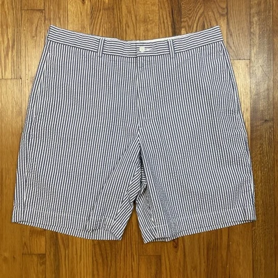 Pantalones Cortos Chinos Brooks Brothers 346 Vintage Años 90 Para Hombre 35 Seersucker Rayas Azules Foto 1 de 4