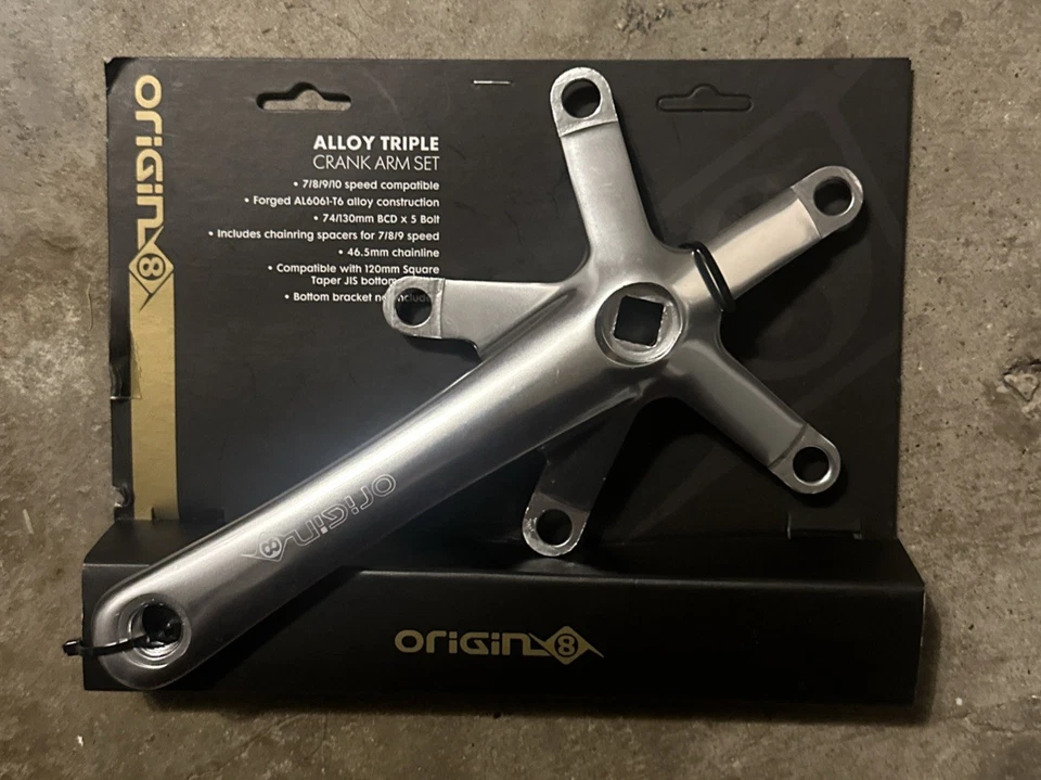 Juego de brazo de manivela triple aleación Origin8 155 mm aluminio 113,5 mm JIS cónico cuadrado Foto 1 de 1