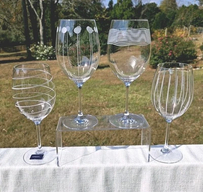 4 copas de vino Mikasa Cheers vidrio grabado en forma de tulipán grandes copas de 20 oz 9,5"  Foto 1 de 4