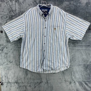 Camicia vintage anni 90 Coliseum JeansWear denim con bottoni tasca uomo XXL a righe boxy - Foto 1 di 12