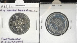 1988 Australia Bicentenary Last Australian Rules Football - Nickel Medal on Card - Bild 1 von 2