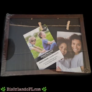 Special Moments Photo Frame: Holds TWO (2) 4 x 6 Photos / Hang with Wooden Clips - Picture 1 of 8