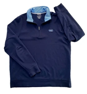 L.L. Bean 1/4 Zip Pullover Sweatshirt ~ Navy Blue ~ Large ~ Traditional Fit - Picture 1 of 8