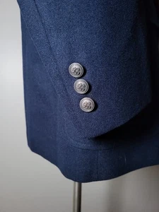 Vintage 46L Austin Reed Thick Flannel Wool Bronze Button Blazer Jacket Coat UK - Picture 1 of 8