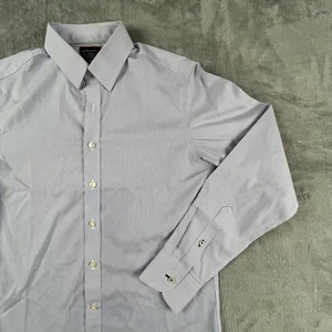 UNTUCKit Shirt Mens Small Blue White Stripe Slim Fit Wrinkle Free Long Sleeve - Picture 1 of 13