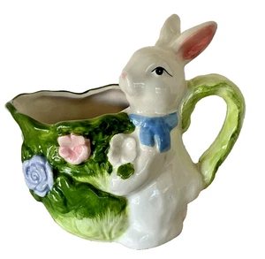 Ostern Urlaub Hase Kaninchen Creme Krug Kohl Blumen Tisch Akzent Küche - Bild 1 von 6