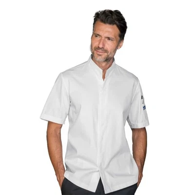 Giacca Cuoco Unisex Sinclair Bianca a Manica Corta - ISACCO - Pizzaiolo - Immagine 1 di 3