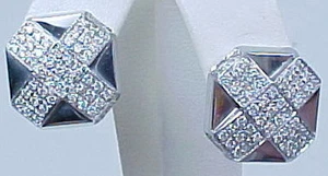Ladies Estate Piece Designer Chimento 18K White Gold Diamond Earrings Reduced - Picture 1 of 1