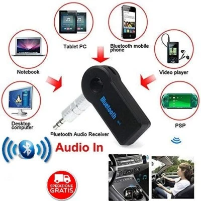 Ricevitore Jack Stereo Auto 3.5mm Bluetooth 3.0 Adattatore Audio Aux Universale - Immagine 1 di 3