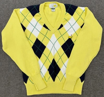 Suéter Slazenger Hombre Grande Amarillo Argyle Augusta National Masters Golf Tejido De Colección Foto 1 de 4
