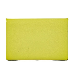 HERMES Calvi Leather Card Holder Case Yellow - Picture 1 of 10