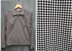 Chico's Jacket Black White Gingham Check Stretch Pockets Structured Size 2 Large - Picture 1 of 12