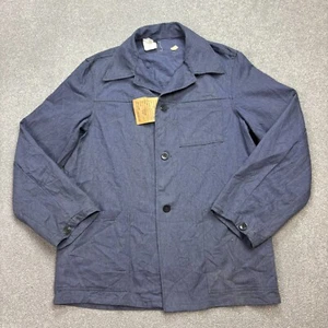 French Jacket Adult Medium Blue VTG Chore Workwear Canvas Utility Military Men - Picture 1 of 8