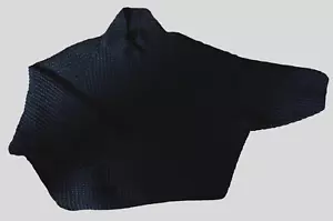 Black batwing/raglan sleeve handknit Unisex jumper sweater. Shawl collar. - Picture 1 of 2
