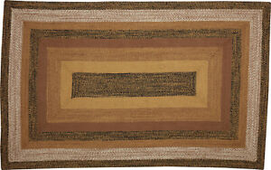 Eco-Friendly Braided Rectangle Rug Country Brown w/ Non-Slip Pad Kettle Grove