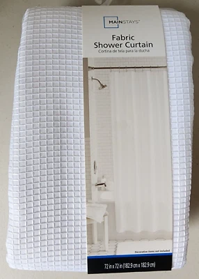 Mainstays Cortina de Ducha Tela Blanco Waffle 72 x 72 Nuevo Blanco Foto 1 de 4