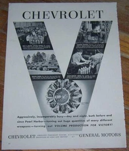 Chevrolet Victory Production 1942 Segunda Guerra Mundial anuncio revista - Imagen 1 de 1