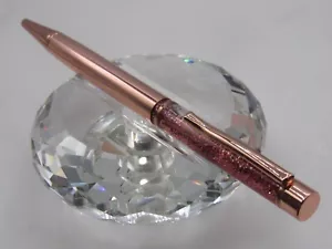 GORGEOUS HIGH QUALITY CRYSTAL LIQUID ROSE GOLD BALL POINT PEN - Picture 1 of 4