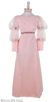 Vestido Formal Vintage Años 60 Delicado Rosa "Mod" Estilo Regencia Manga Larga XXS Foto 1 de 4