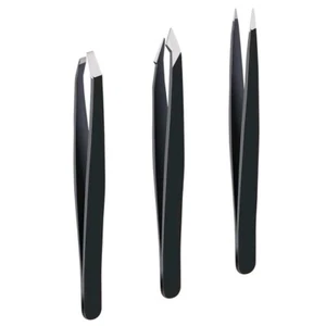 3 High Precision Eyebrow Tweezers Set Stainless Steel Eyebrows Pointed Slant Tip - Picture 1 of 14