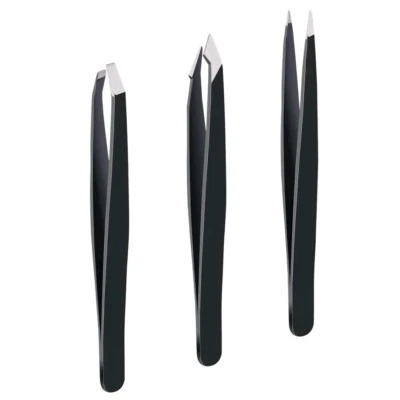 3 High Precision Eyebrow Tweezers Set Stainless Steel Eyebrows Pointed Slant Tip - Image 1 of 4