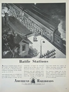 1943 WW2 Battle Station, American Train Stations, Gathering Allied Troops Print  - Picture 1 of 1