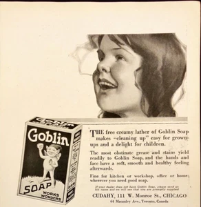 1918 Goblin Soap Little Girl Washing Hands Cudahy Chicago Antique Print Ad - Picture 1 of 7