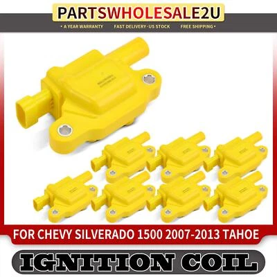 8件装黄色点火线圈适用于雪佛兰 Avalanche Camaro Impala 别克 Rainier — 第 1/4 张图片