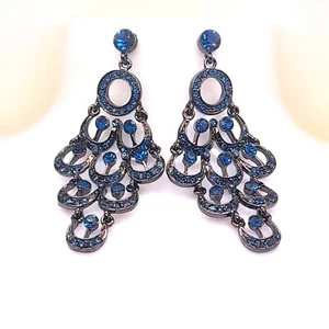 Large Montana Crystal Rhinestone Wedding Chandelier Dangle fashion Earrings - Picture 1 of 12
