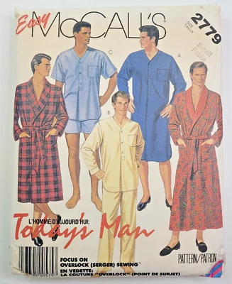 De Colección Años 80 McCalls Costura Patrón 2779 Hombres Bata Corbata Cinturón Camisón Pijama Pecho 34 Foto 1 de 3