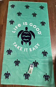 Life is Good Beach Towel Standard Beach Green Turtle Honu 36" x 68" Berkshire