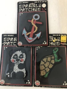 Sparkle Patches Panda Turtle Anchor Sew or Iron On Washable - Picture 1 of 11